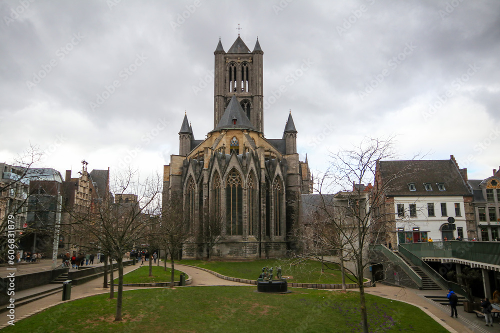Saint Nicholas' Church in a sunny day in Ghent, Belgium