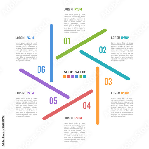 Infographic 6 options. Planning, Workflow, or process diagram. Vector illustration.