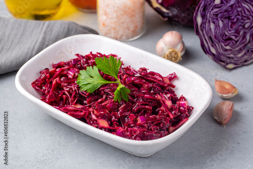 Red sauerkraut. Sour pickle...