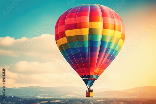 Colorful Hot Air Balloons in Flight, AI Generated