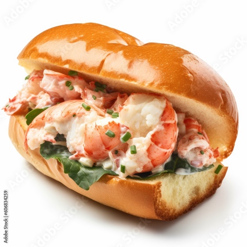 Lobster Roll isolated on white background. Generative AI
