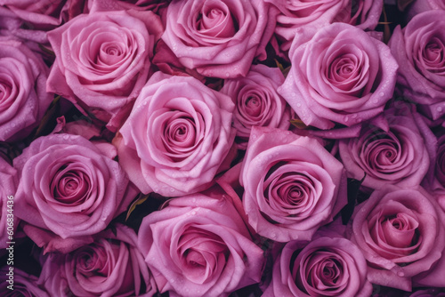 pink roses flower pattern background. generative ai