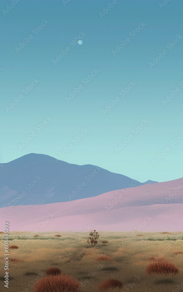 Light blue sky and mountain in imagination. Generative AI illustrations