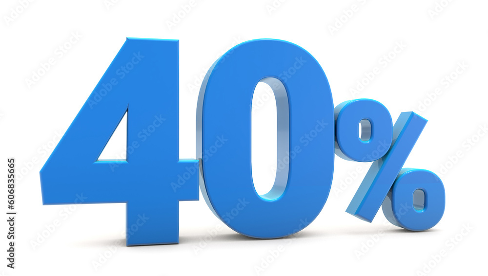 40 percentage sign isolated on white background 40 percent off 3d 40