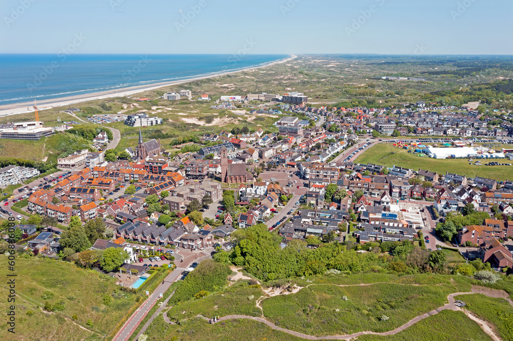 Aerial from the city Wijk aan Zee in the Netherlands