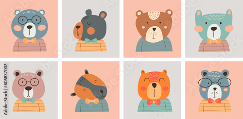 Fototapeta Naklejka Na Ścianę i Meble -  bears, teddy in scandinavian style isolated vector. set of bears
