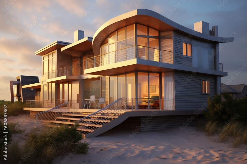 Fototapeta premium Beach House Exterior Design. Generative ai