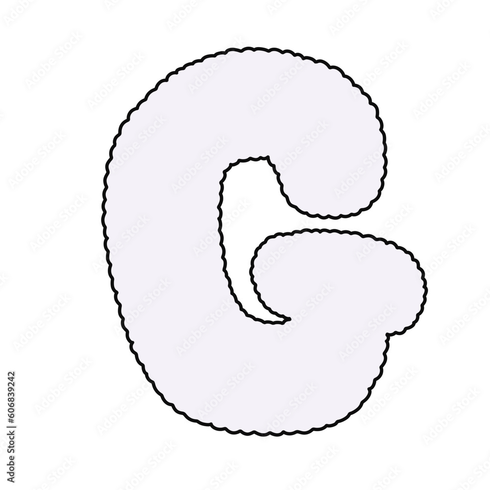 Cloud letter font wavy alphabet curve