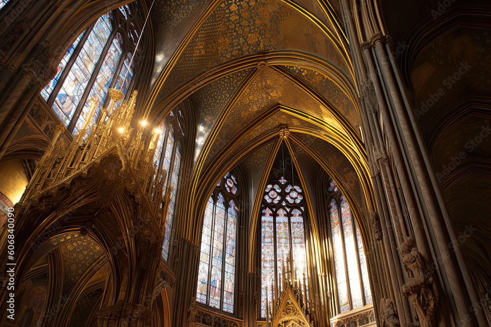 Majestic Beauty: Capturing the Timeless Splendor of an Old Cathedral. Generative AI