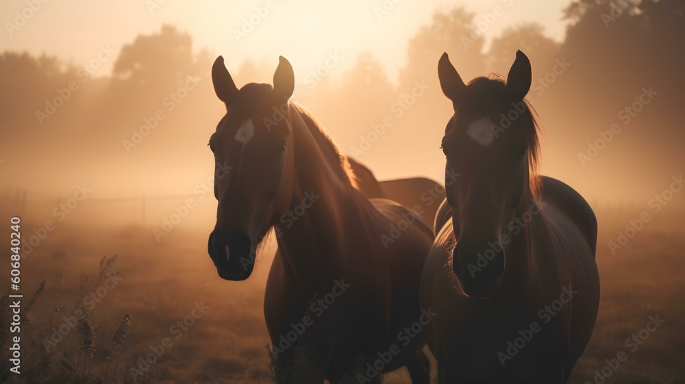 Portrait of a Group of Horses on a Field Portrait of a Group of Horses on a Field