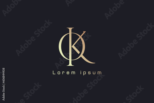 ko letter modern golden wordmark design typography illustration, ok lettering, ok golden logo