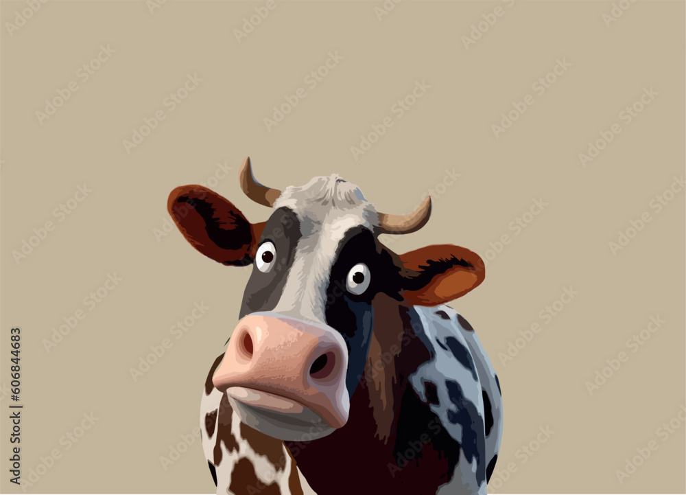Vector illustration of a cartoon cow with amazed eyes Vector illustration of a cartoon cow with amazed eyes