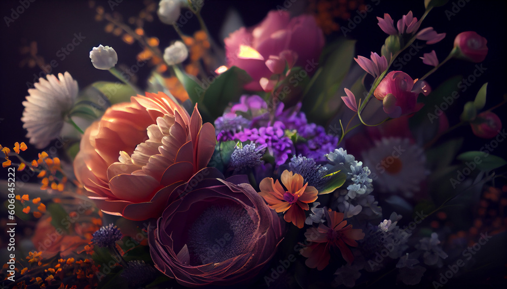 Colorful flowers bouquet Ai generated image