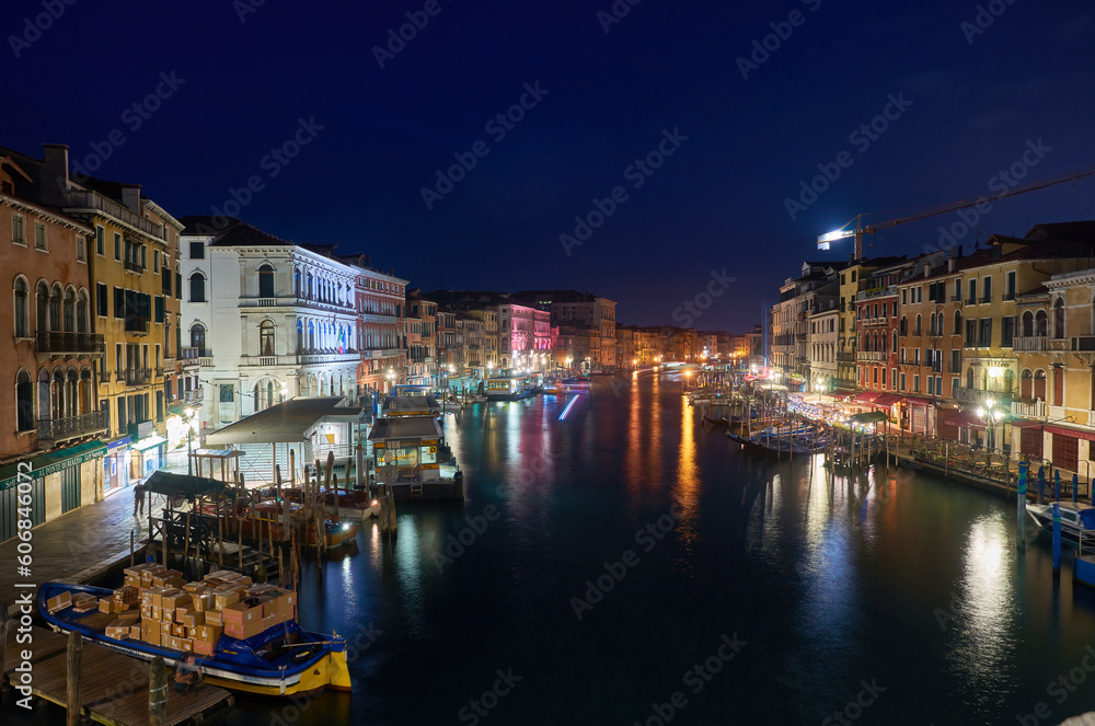The Grand Canal illuminated at night in Venice