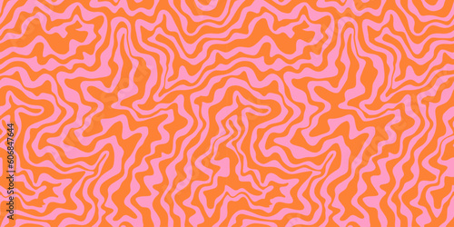 Colorful retro wavy seamless pattern illustration. Trendy distorted pastel color texture background in vintage y2k style. Psychedelic hippie wallpaper print, liquid swirl backdrop.