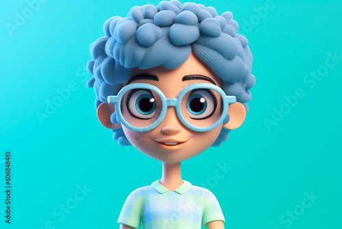 Wallpaper Mural 3d baby character wearing goggles  pastel blue background 3d render Torontodigital.ca