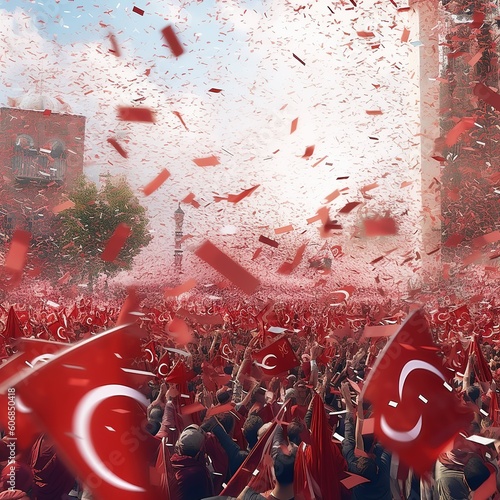 29 october Republic Day Turkey in turkish 29 ekim Cumhuriyet Bayrami. Ai Generated. photo