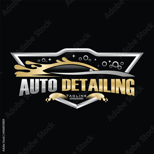 Auto detailing, car dealership carwash logo design template