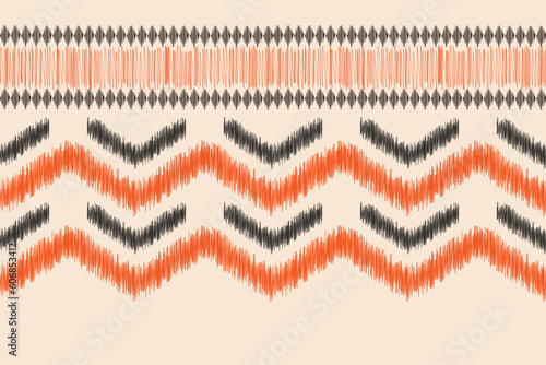 Ethnic Ikat fabric pattern geometric style.African Ikat embroidery Ethnic oriental pattern brown cream background. Abstract,vector,illustration.For texture,clothing,scraf,decoration,carpet,silk.