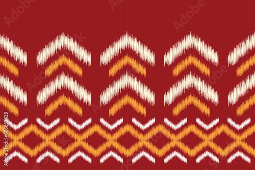 Ethnic Ikat fabric pattern geometric style.African Ikat embroidery Ethnic oriental pattern red background. Abstract,vector,illustration.For texture,clothing,scraf,decoration,carpet,silk.