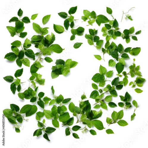Green leaves of plum tree, isolated on white background