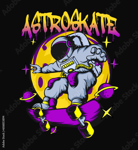 Design Vector Astronaut vintage, For t-shirt, hoodie, streetwear, poster, and other 