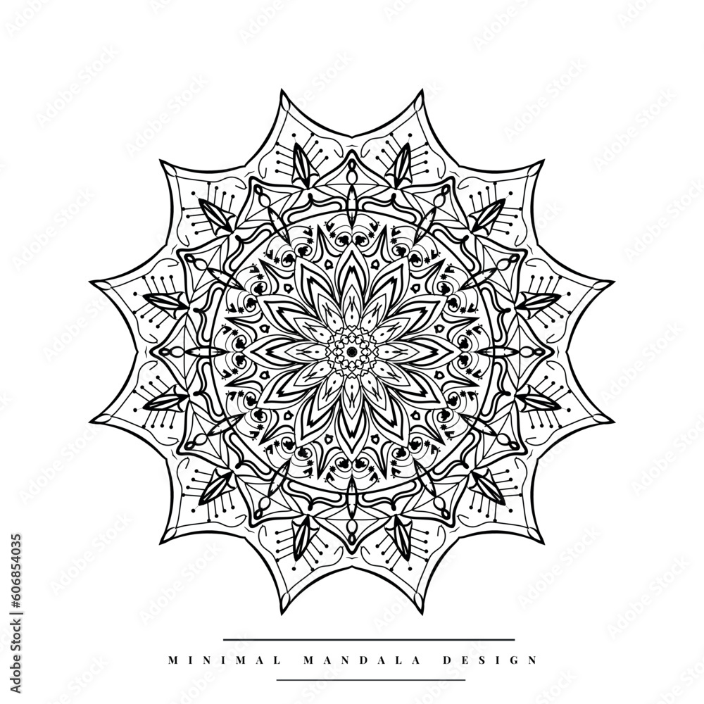 Modern Mandala Coloring Page with Nature-inspired Elements Modern Mandala Coloring Page with Nature-inspired Elements