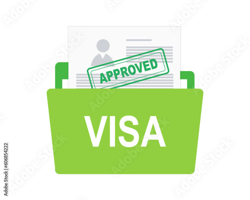 Visa application approved Traveling, emigration, foreign education, abroad concept. 