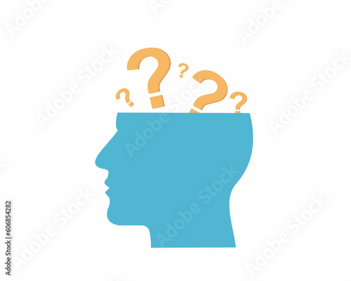 Human head open with question mark creates new idea, solves issues concept of unknown