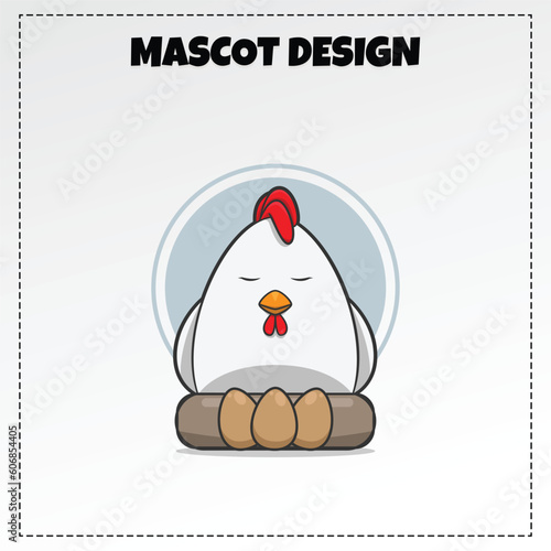 food logo laying hens mascot illustration vector design