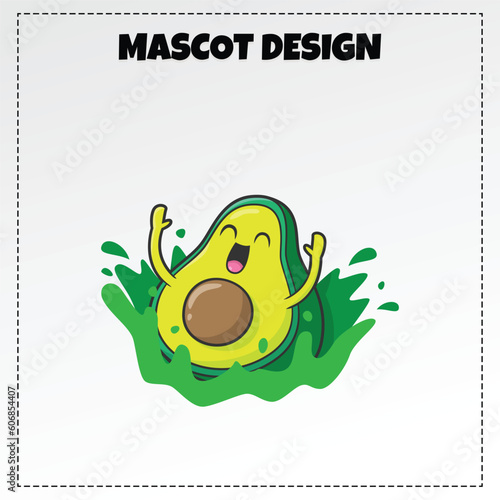 food logo avocado juice mascot illustration vector design