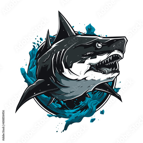 Agressive Shark esport gaming vector mascot logo template