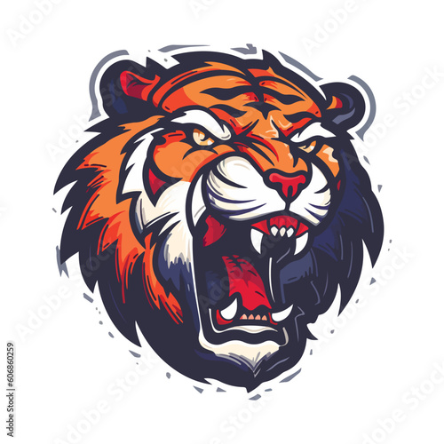 Tiger mascot sport logo design. Tiger animal mascot head vector illustration logo. Wild cat head mascot, Tiger head emblem design for eSports team