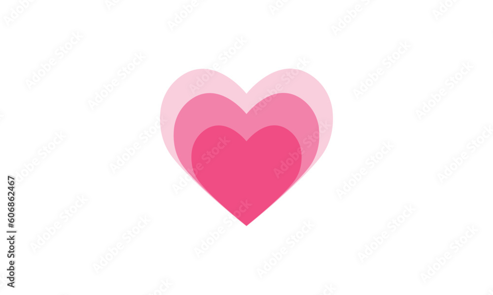 pink heart in heart isolated on white background