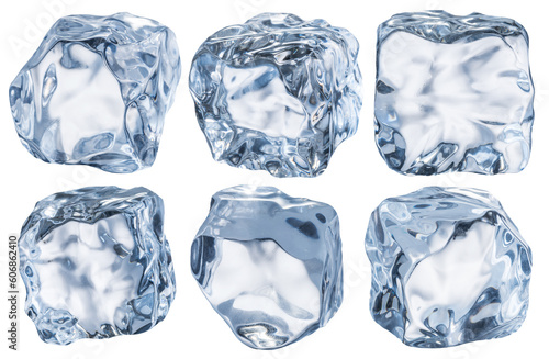 Set of six perfect ice cubes. File contains clipping paths.