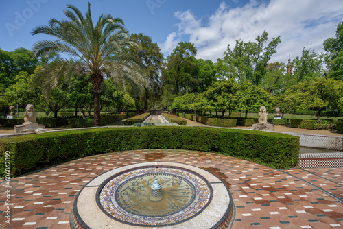 Jardin de los Leones Fountain (Lions Garden) at Maria Luisa Park - Seville, Andalusia, Spain