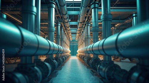 Pipe pipelines in a large industrial facility. Generative AI