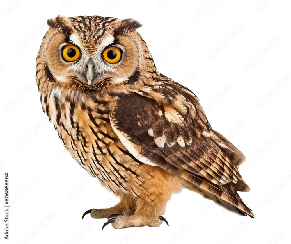 Fototapeta premium Owl on white background. Generative AI.