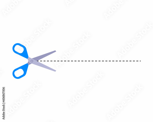 scissors with cut here dashed lines icon.
