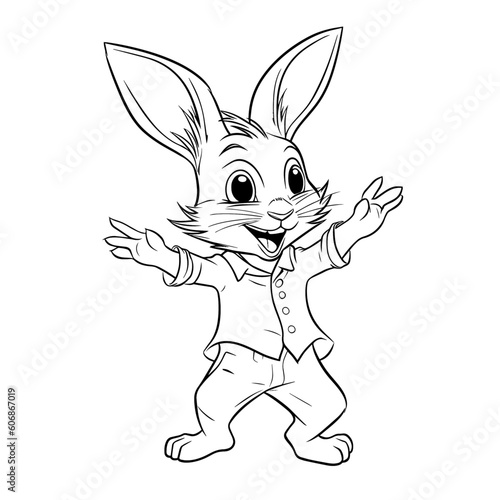 A Coloring Page of a Cute and Happy Bunny © a4mbs