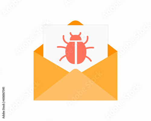 Envelope with spam Virus, fraud, e-mail spam, phishing scam, hacker attack concept.