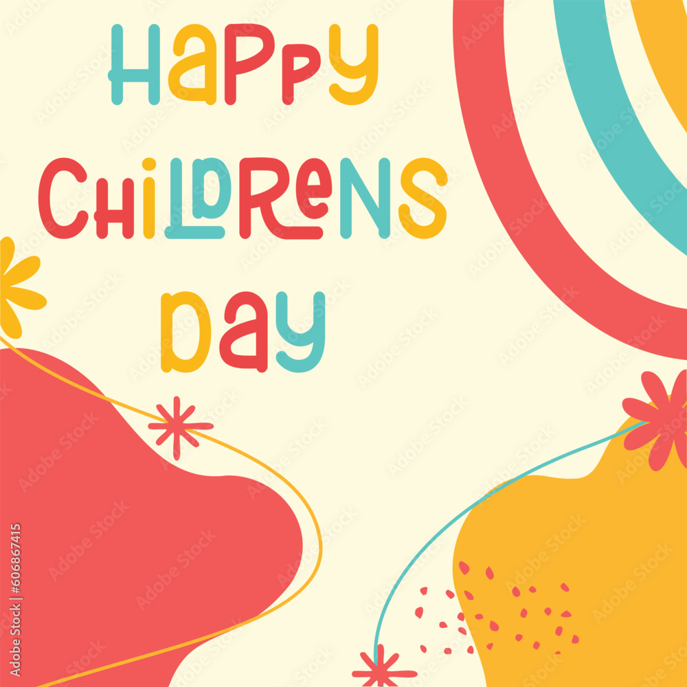 Obraz premium Social media post template of Happy Childrens Day event. 4