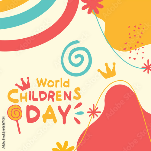 Social media post template of Happy Childrens Day event. 