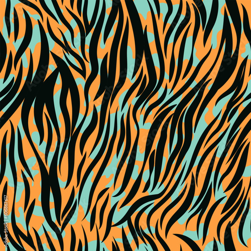 Abstract Hand Drawn Zebra skin. Seamless pattern