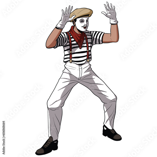 Semi realistic Cartoon mime artist  character 
