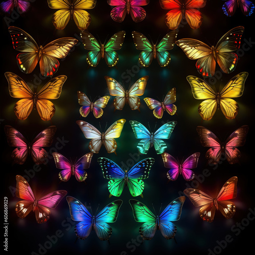 Colorful  butterfly with wings spread out flying  Generative AI illustration