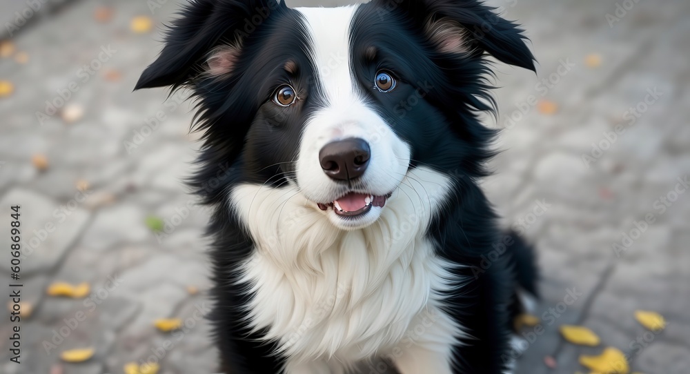 cute border collie begging with paws Ai Generative
