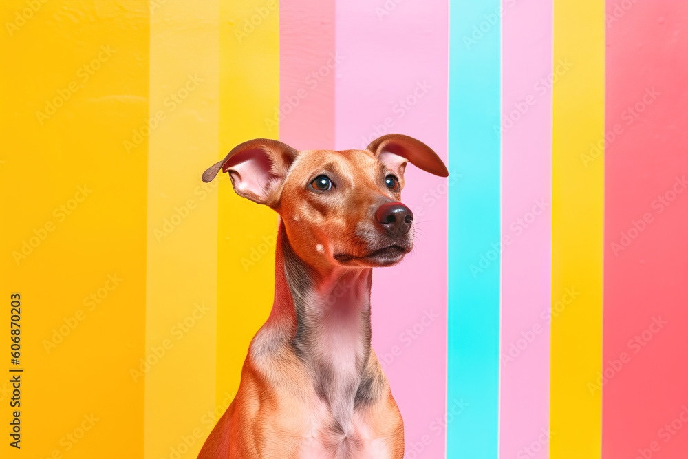 pop portrait of a dog over a various color background