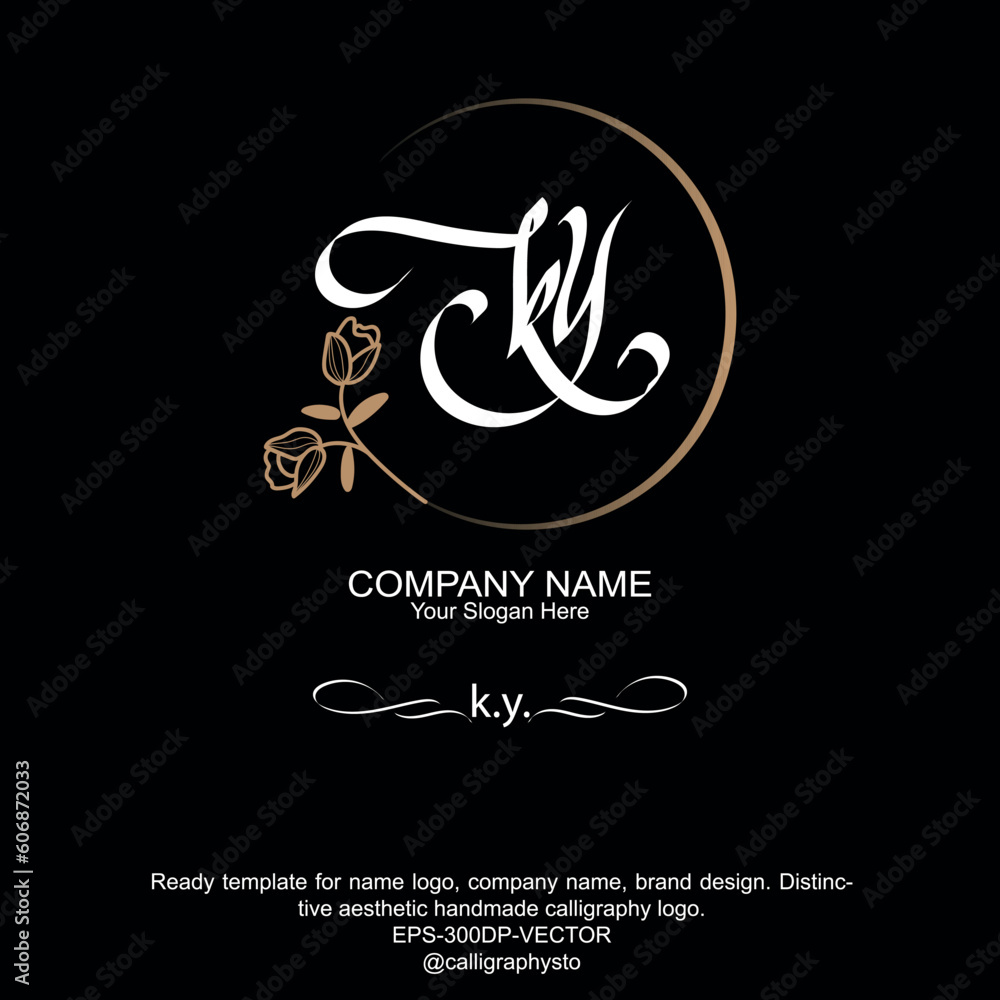 K.Y initials signature logo. Handwriting logo vector templates. Hand drawn Calligraphy lettering Vector illustration.