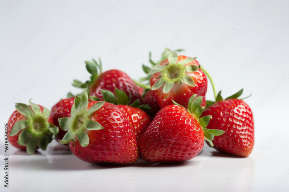 Ripe red strawberries on a pure white background Ripe red strawberries on a pure white background